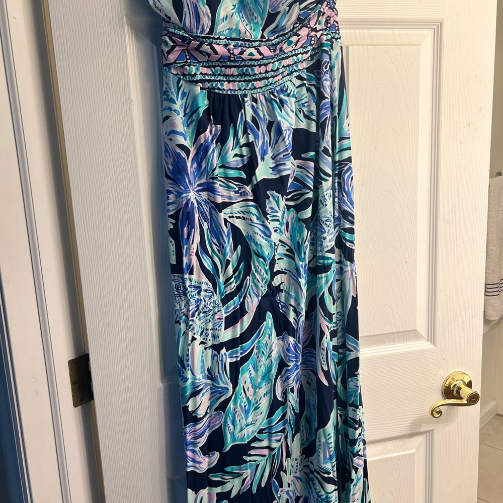Lilly Pulitzer Blue and Green Maxi Dress